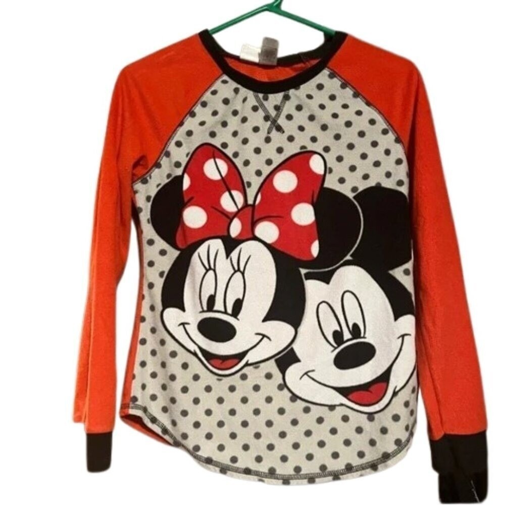 Disney Mickey Minnie Mouse Fleece Pajama Top Red Polka Dot Small 4/6